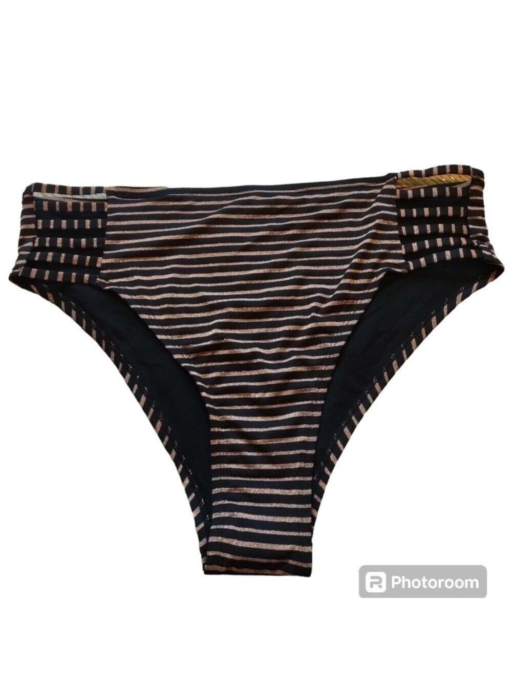 Xhilaration Bikini Bottom Plus Size Black Brown Stripe
